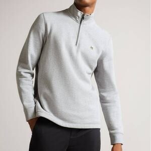 Ted Baker NWT Men's Kilbrun Half Zip High Neck Sweatshirt Size 6 (US 2XL) Gray